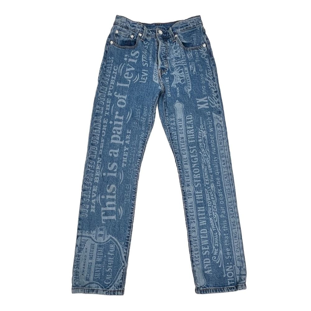 Levis Premium 501 All Over Print Jeans Womens 26x28 Original Cropped Button Fly